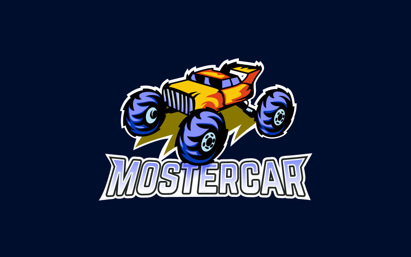 Monster Car Logo Icono Vector Diseño Concepto