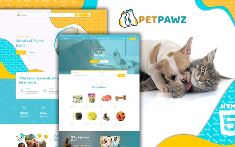 Шаблон веб -сайту Petpawz Pet Shop HTML5