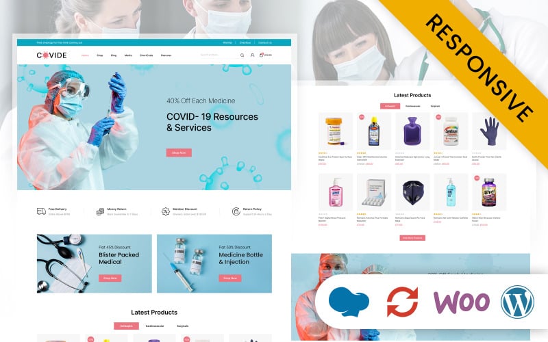 COVIDE Responsives WooCommerce-Theme für medizinisches Gesundheitswesen