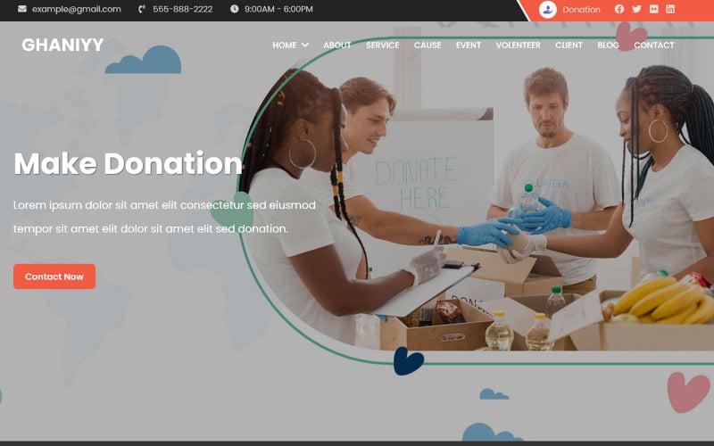 Ghaniyy - Plantilla de página de destino HTML de una página de caridad y donaciones