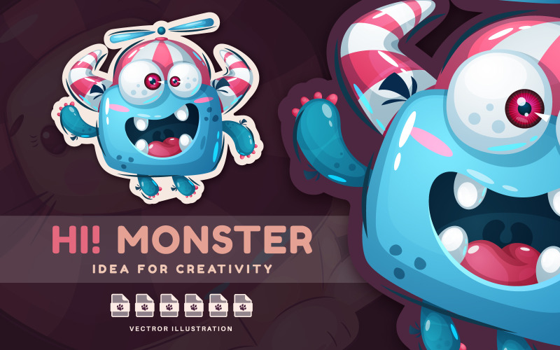 Happy Halloween Monster - Leuke sticker, grafische illustratie