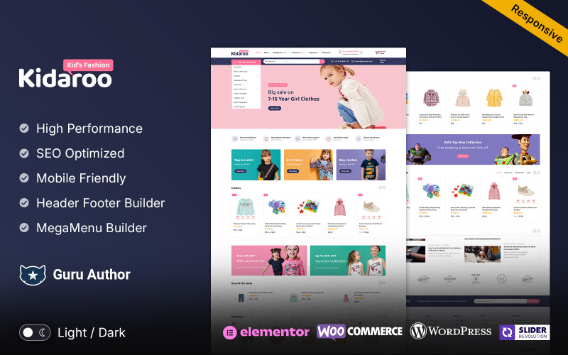 Kidaroo - Multifunctionele Responsieve WooCommerce-winkel voor kinderen en speelgoed