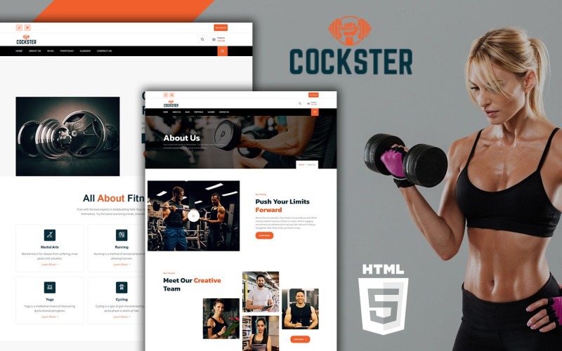 Cockster Gym Fitness HTML5 webbplatsmall