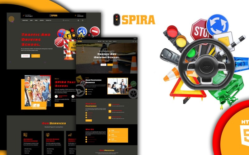 Modello di sito Web HTML5 della Spira Traffic School