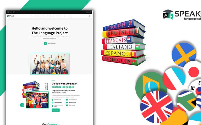 Speako Language Translation School HTML5-sjabloon voor bestemmingspagina's