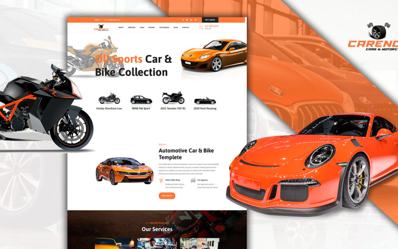Szablon HTML5 strony docelowej salonu samochodowego Carency