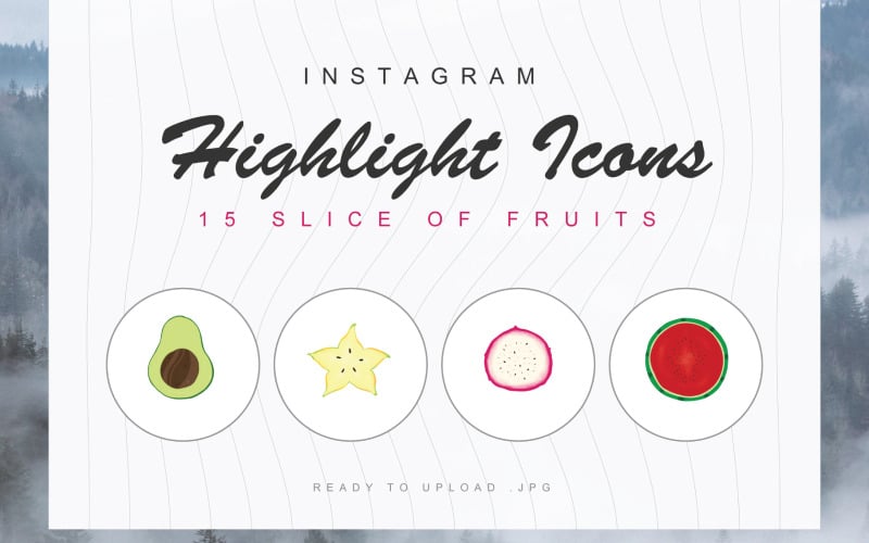 15 片水果 Instagram 突出显示封面图标集模板