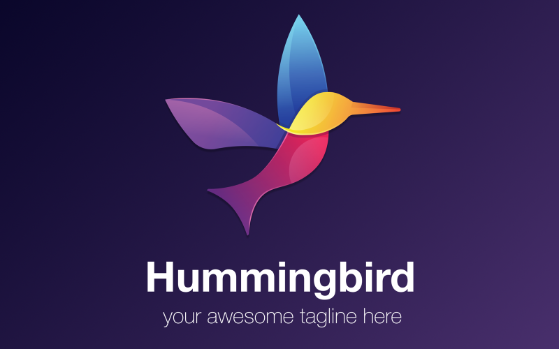 Einfacher Kolibri - Bunte Farbverlaufs-Logo-Vorlage