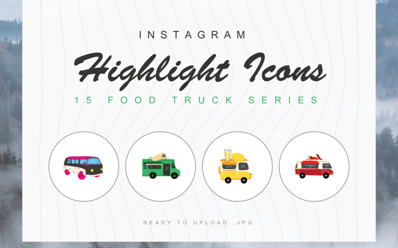 15 Food Truck Instagram Highlight Cover Szablon zestawu ikon