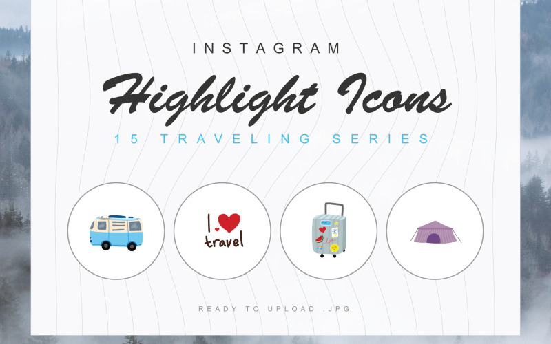 15 个旅行 Instagram 突出显示封面图标集模板