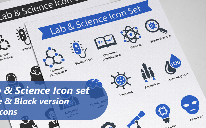 Modelo de conjunto de ícones de laboratório e ciência