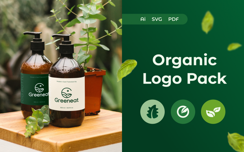 Pacchetto logo organico – Modello di logo organico verde minimo