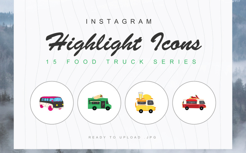 15 食品卡车 Instagram 突出显示封面图标集模板