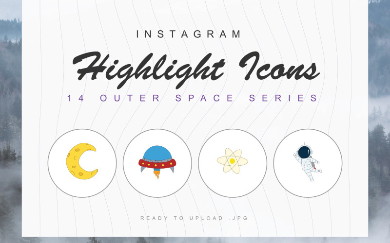 14 Space Galaxy Instagram 高亮封面图标集模板