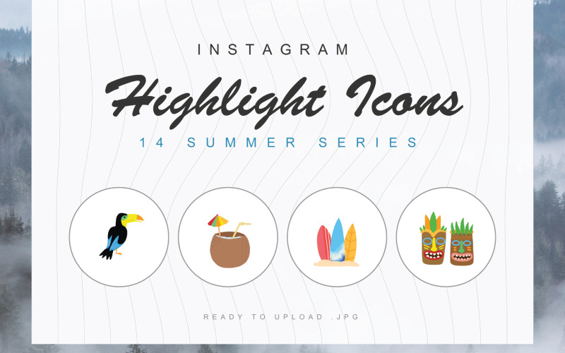 14 夏季 Instagram 突出显示封面图标集模板