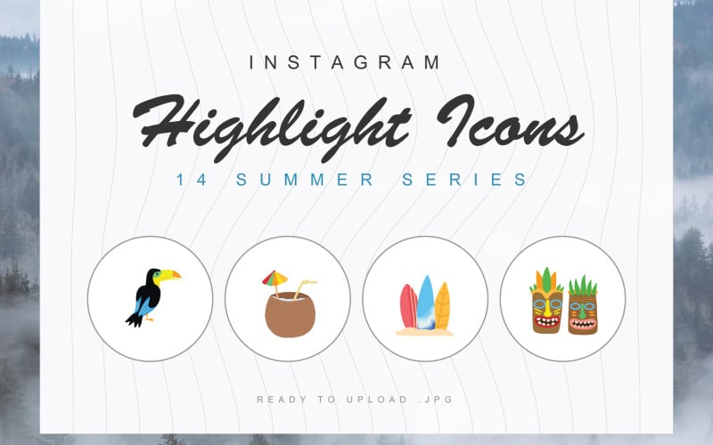 14 Yaz Sezonu Instagram Öne Çıkan Kapak Simge Seti Şablonu