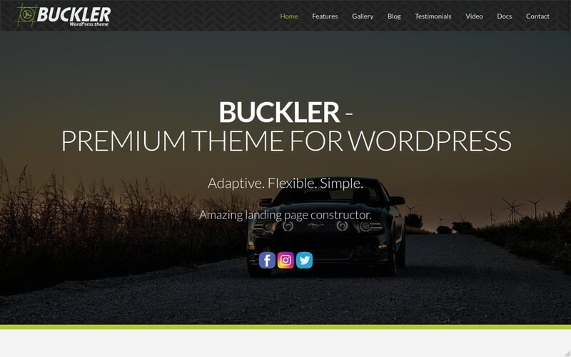 Buckler - Tema WordPress para uma pequena empresa com base no único produto