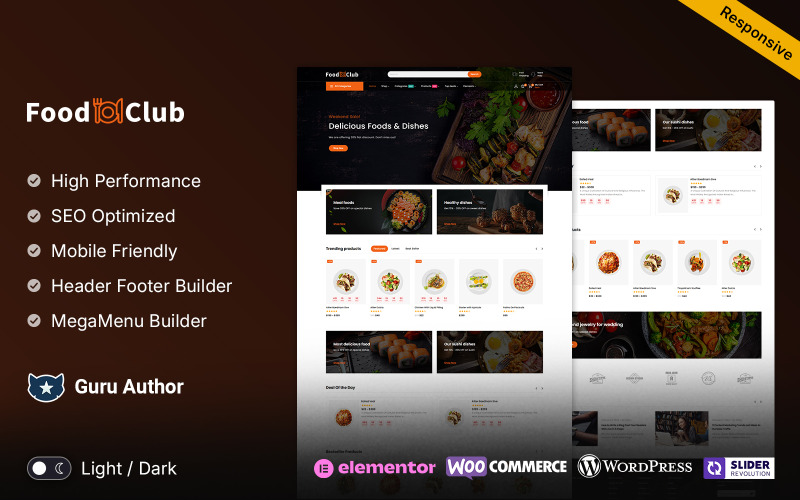 Foodclub - Loja WooCommerce com capacidade de resposta multifuncional de alimentos e restaurantes