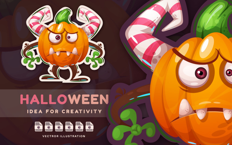 Halloween Evil Pumpkin - Leuke sticker, grafische illustratie