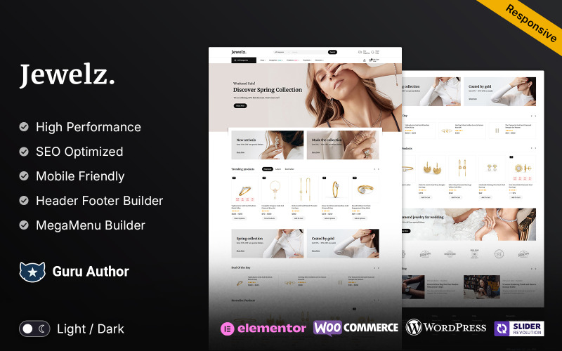 Jewelz – Negozio WooCommerce reattivo multiuso per gioielli e matrimoni