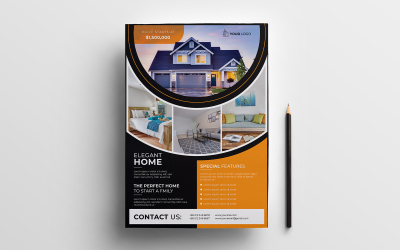 Elegant Home Real Estate Modern Corporate Business Flyer Design Template