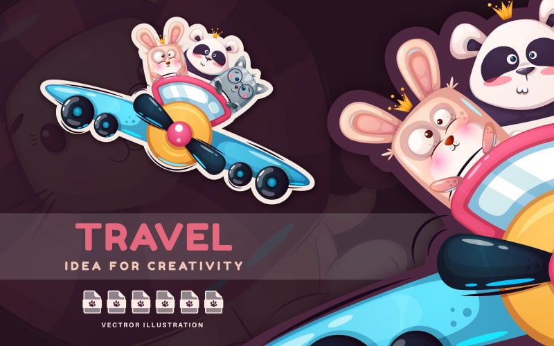 Friends Travel By Plane - Cute Sticker