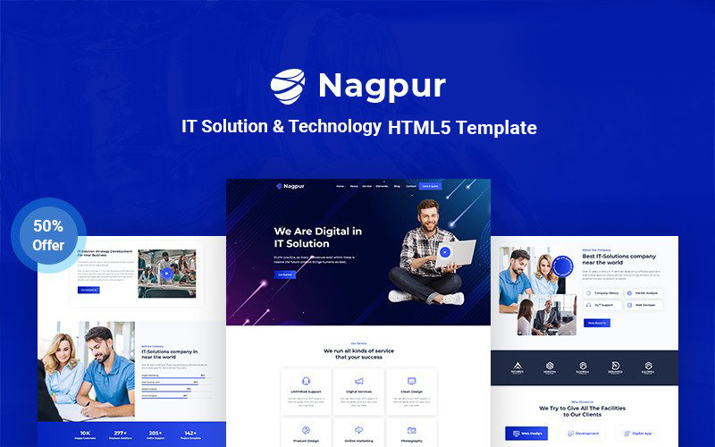 Nagpur – Modello di sito web reattivo per soluzioni IT e tecnologia