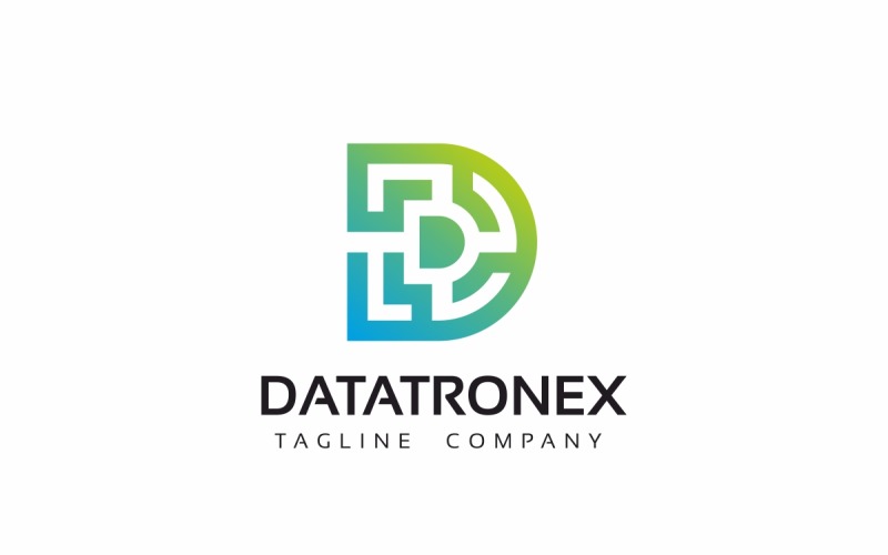 Modelo de logotipo de carta Datatronex D