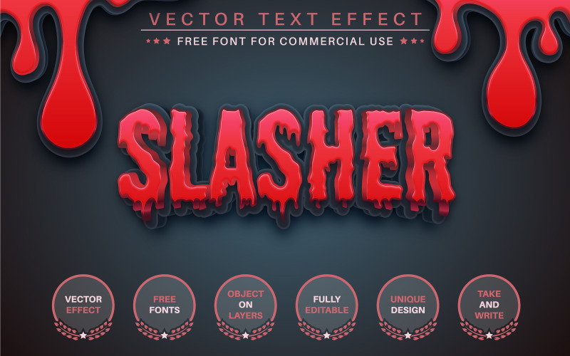 Slasher - Redigerbar texteffekt, typsnitt