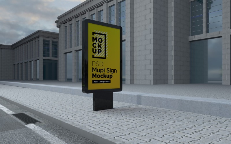 Mupi çift taraflı reklam panosu mockup şablon tasarımı