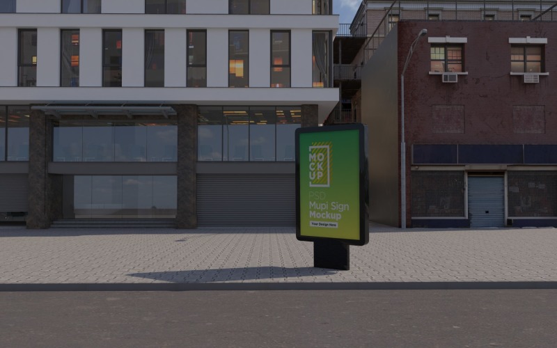 Mupi langs de weg billboard mockup sjabloonontwerp 3D-rendering
