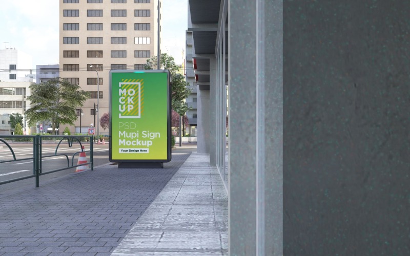 Mupi outdoor maquete de publicidade de rua modelo de design de renderização em 3D