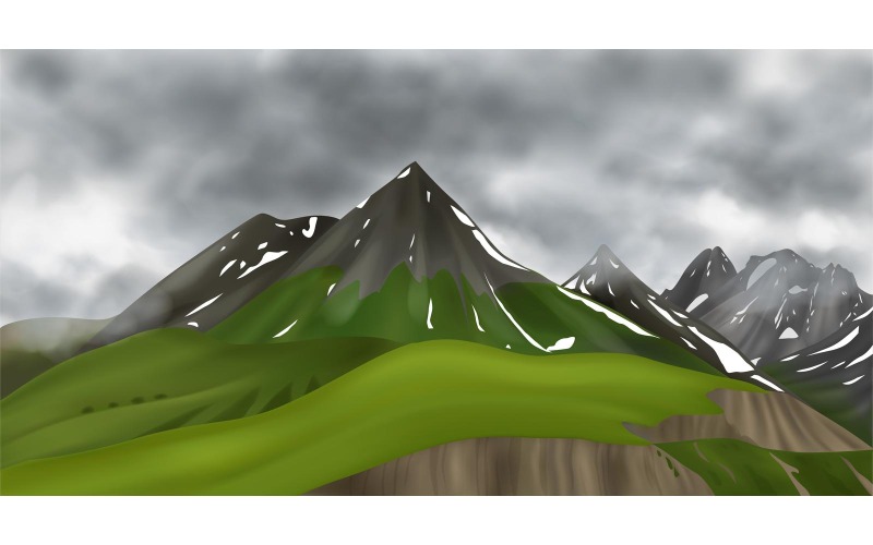 Realistische Berge Landschaft 2 Vektor-Illustration-Konzept