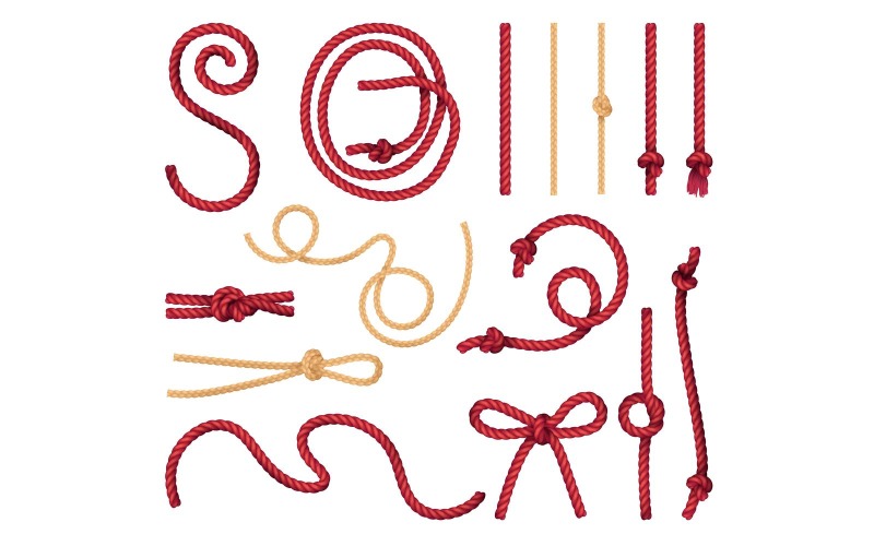 Rope Knots Realistic 5 Vector Illustration Concept
