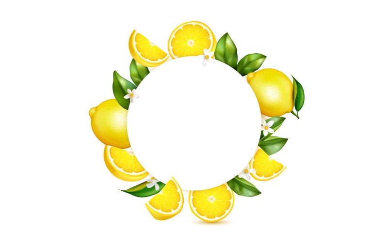 Concepto de ilustración de vector de marco realista de cítricos limón