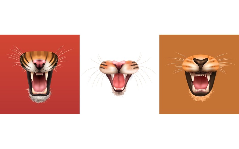Concetto di disegno realistico della bocca animale Illustrazione vettoriale Concept