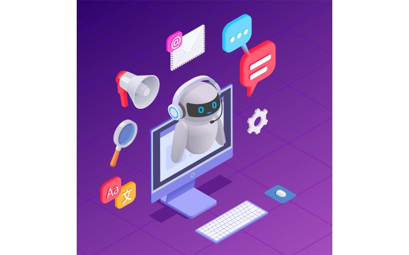 Chatbot Messenger Ai concepto de ilustración vectorial isométrica