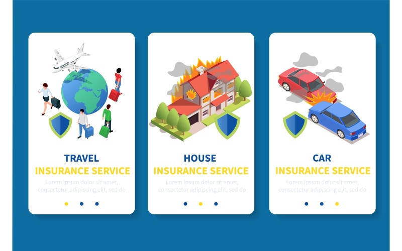 Insurance App Design Isometric Vector Illustration Concept