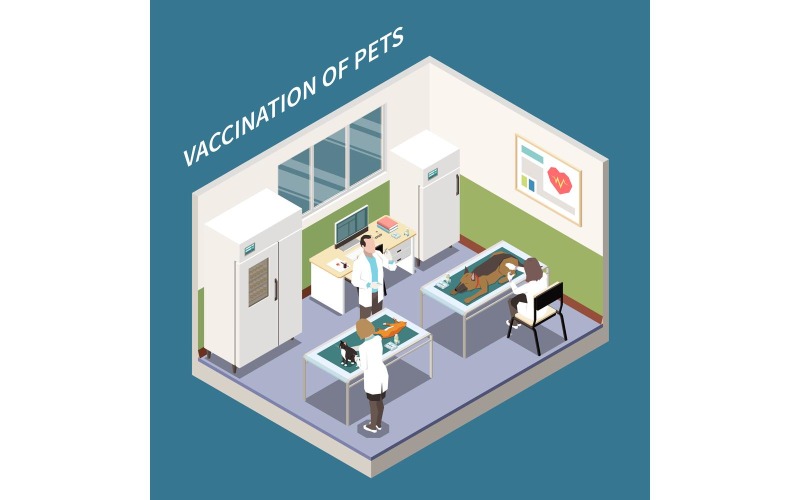 Clínica veterinária Veterinário conceito de ilustração vetorial isométrica