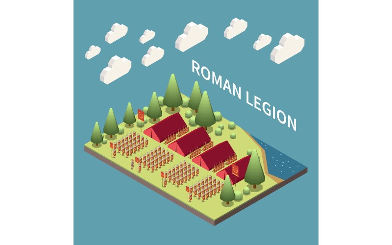 Concetto di illustrazione vettoriale isometrica dell'impero romano