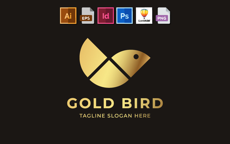 Altın Kuş Logo Şablonu | Birçok Yaratıcı İşletme ve Kişisel Kullanım İçin Mükemmel