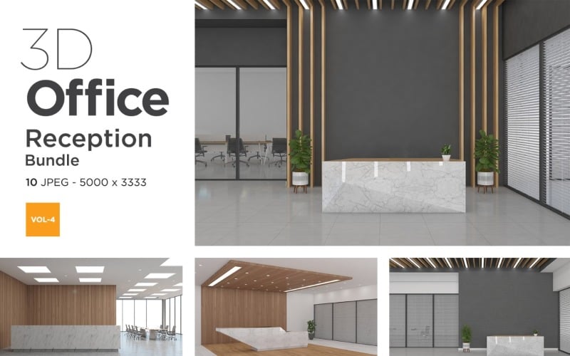 3D Office reception or hotel interior Mockup Bundle Vol 4
