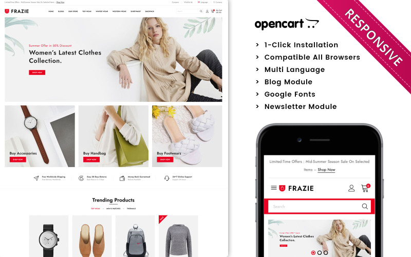 Frazie - Das responsive Opencart-Theme für Modegeschäfte