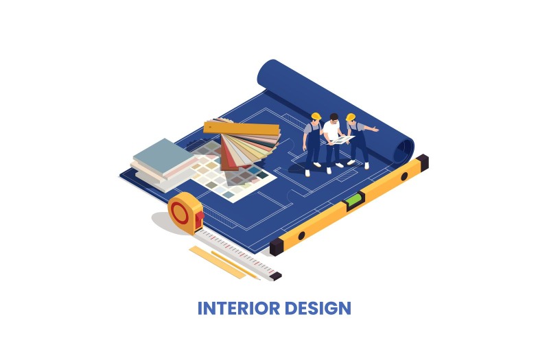 Inredningsdesigner Isometric 4 Vector Illustration Concept