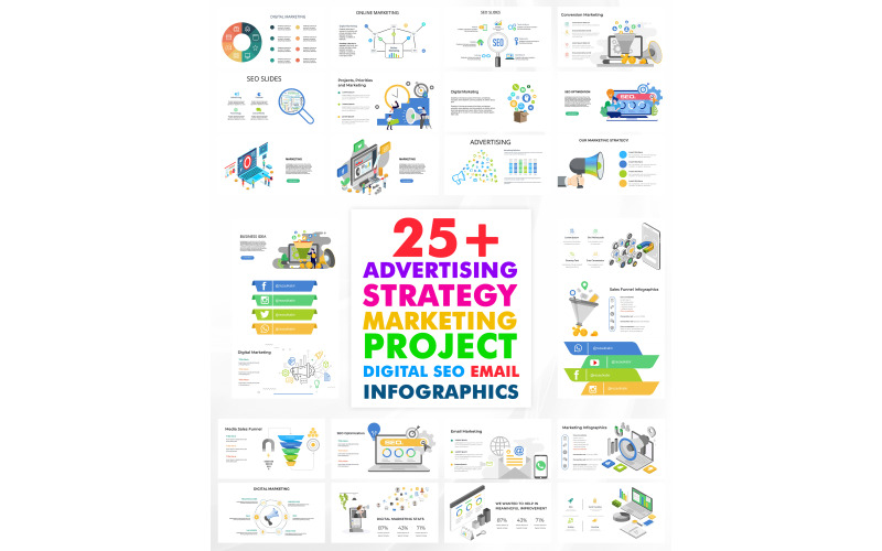 Más de 25 plantillas de infografías de presentación de PowerPoint de marketing editables