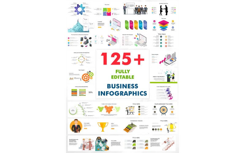 Plus de 125 modèles de présentation Powerpoint pour entreprise modifiables Ensemble d'infographies