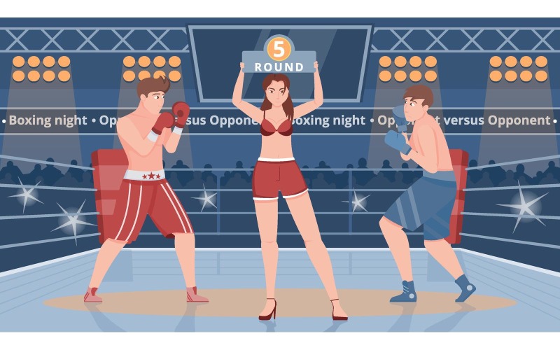 Boxring-flaches Vektor-Illustrations-Konzept