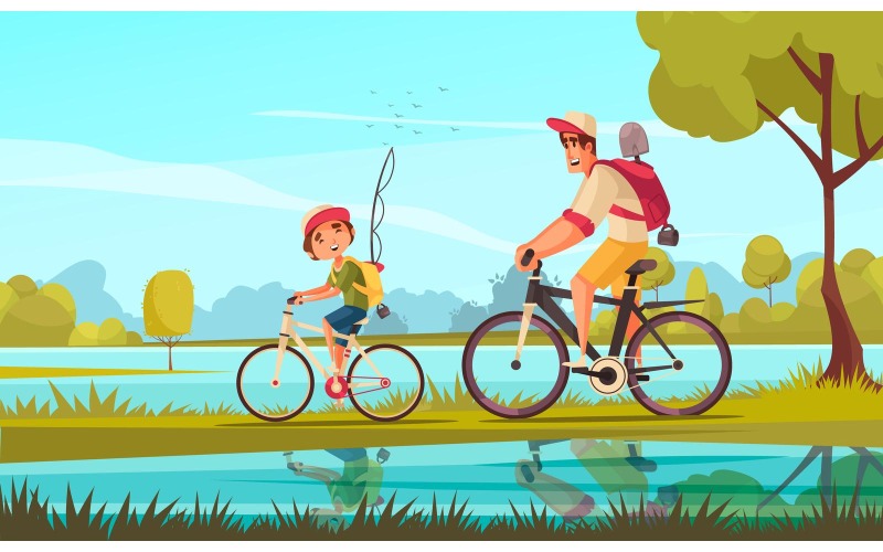 Cykel familj vektor illustration koncept