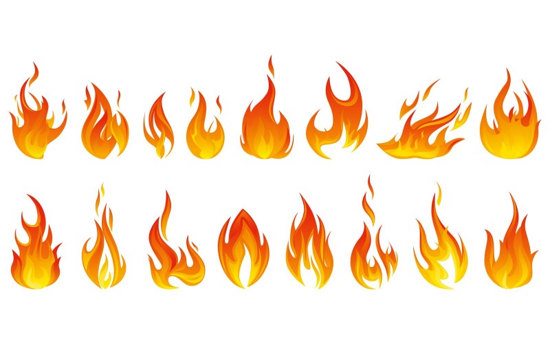 Feu Flamme Set Vector Illustration Concept