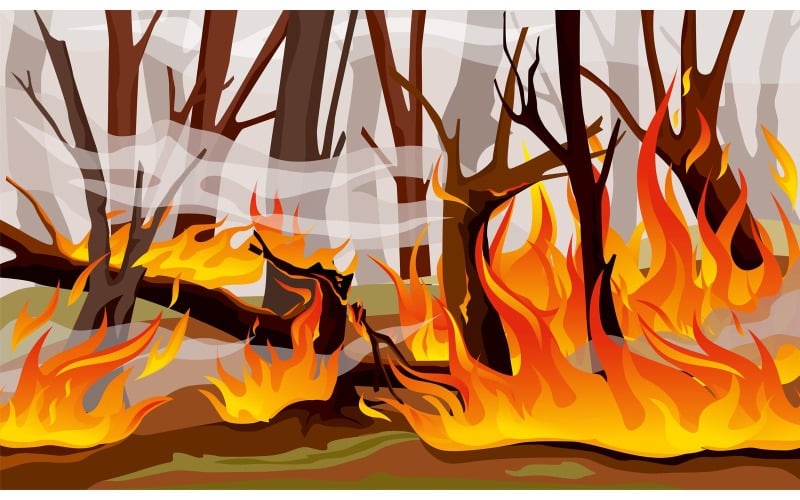 Feu Forêt Flamme Illustration Illustration Vectorielle Concept